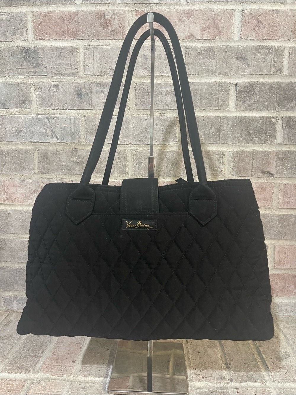 Vera Bradley Quilted Black Double-Handle Tote